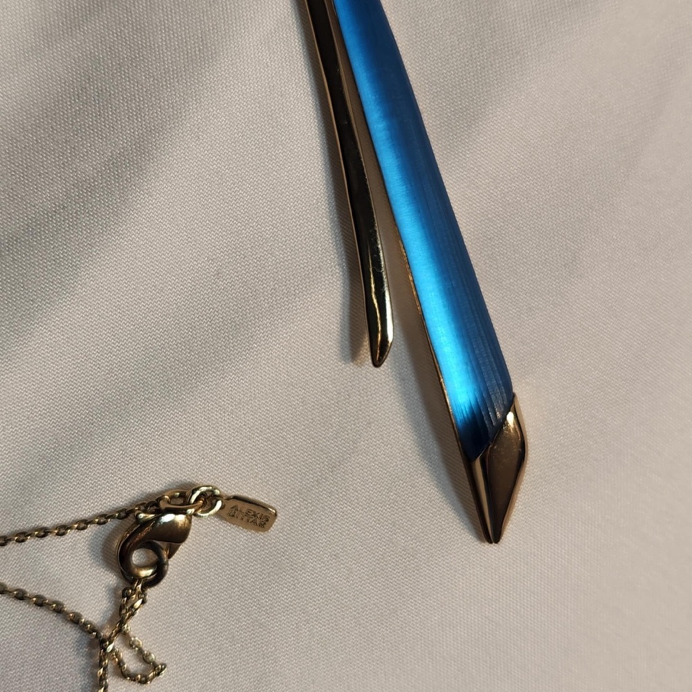 Alexis Bittar Blue and Gold lariat style Necklace